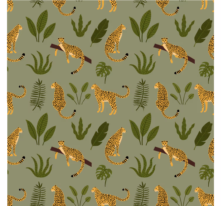 Tapeta do ložnice s designem leopardí květinové džungle - TenStickers