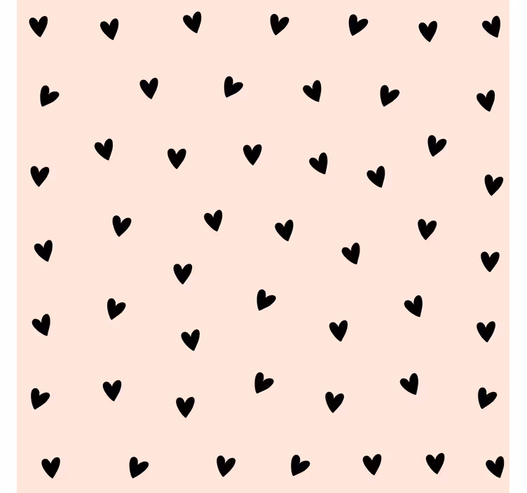 Tapeta do ložnice s černým srdíčkovým vzorem - TenStickers