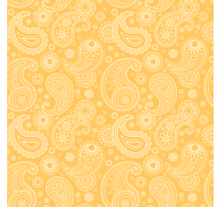 Tapeta do obývacího pokoje v arabském žlutém paisley - TenStickers