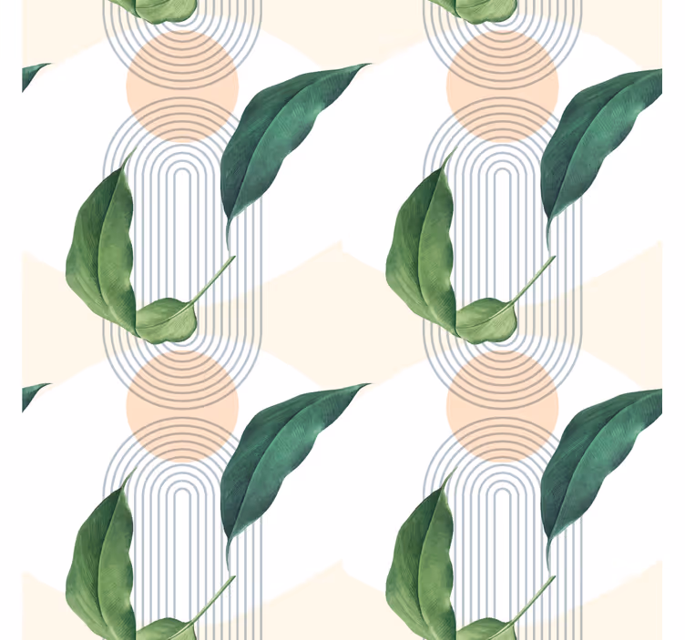 Tapeta do ložnice s listovým geometrickým vzorem - TenStickers