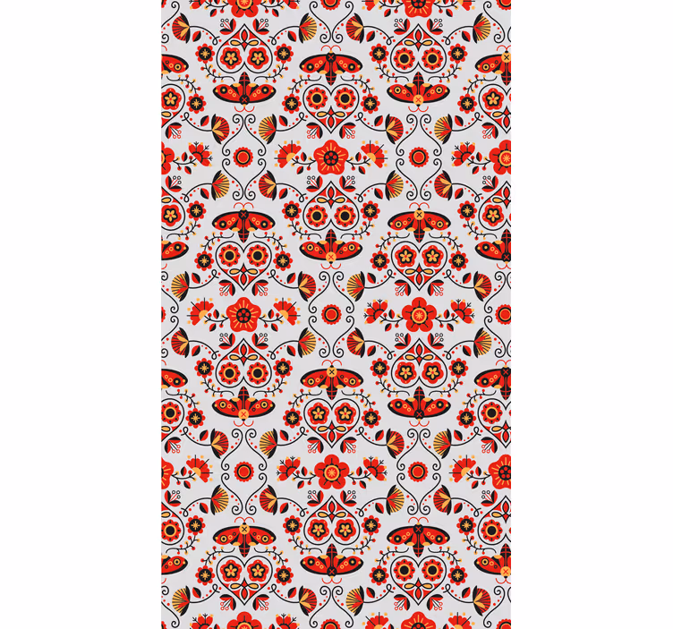 Tapeta do ložnice s červeným folklorním vzorem - TenStickers