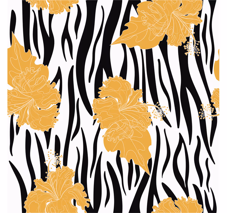 Zvířecí tapeta s okrasnými květinami na zebře - TenStickers