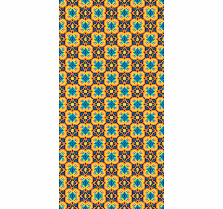 Tapeta ostatní textury Žlutý a modrý orientální boho vzor - TenStickers