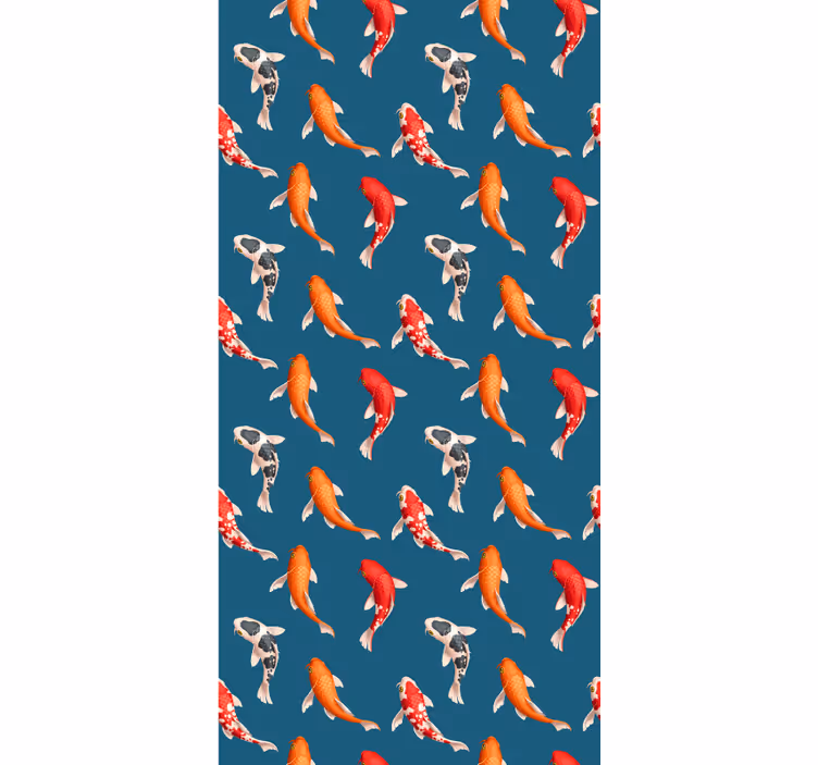 Tapeta do dětského pokoje s modrým vzorem koi ryb - TenStickers