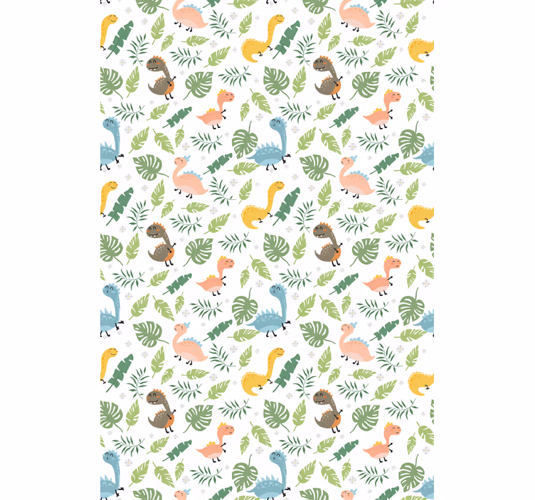 Tapeta do dětského pokoje s pastelovým lesem a dinosaury - TenStickers
