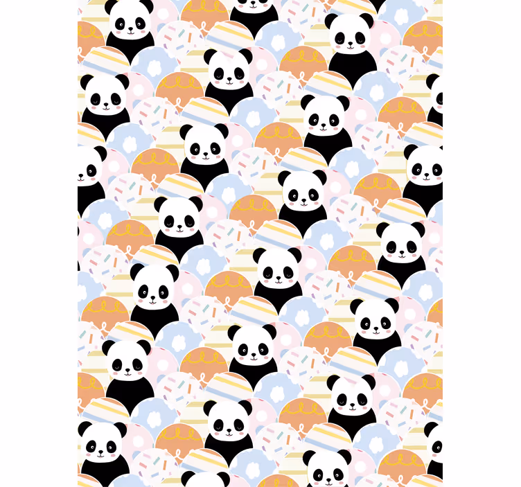 Tapeta do dětského pokoje s designem pandy v patchworku - TenStickers