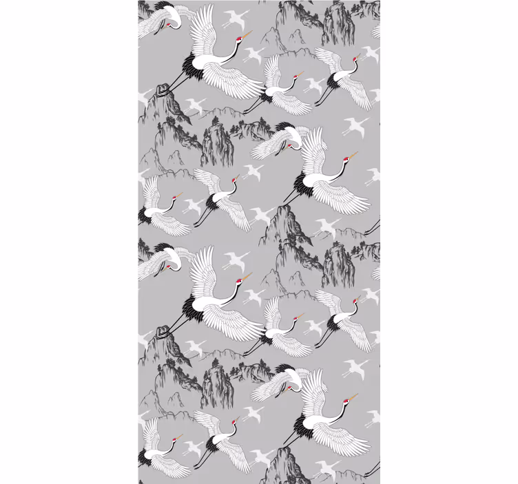 Tapeta do dětského pokoje elegantní jeřábi a vrcholy - TenStickers