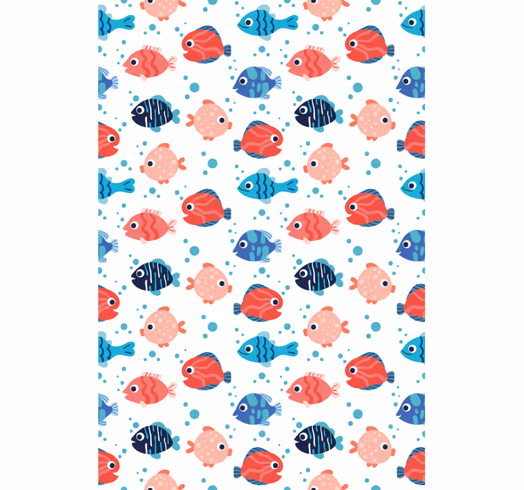 Tapeta do dětského pokoje růžové a modré ryby - TenStickers