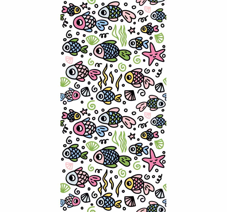 Tapeta do dětského pokoje s multibarevnými rybkami - TenStickers