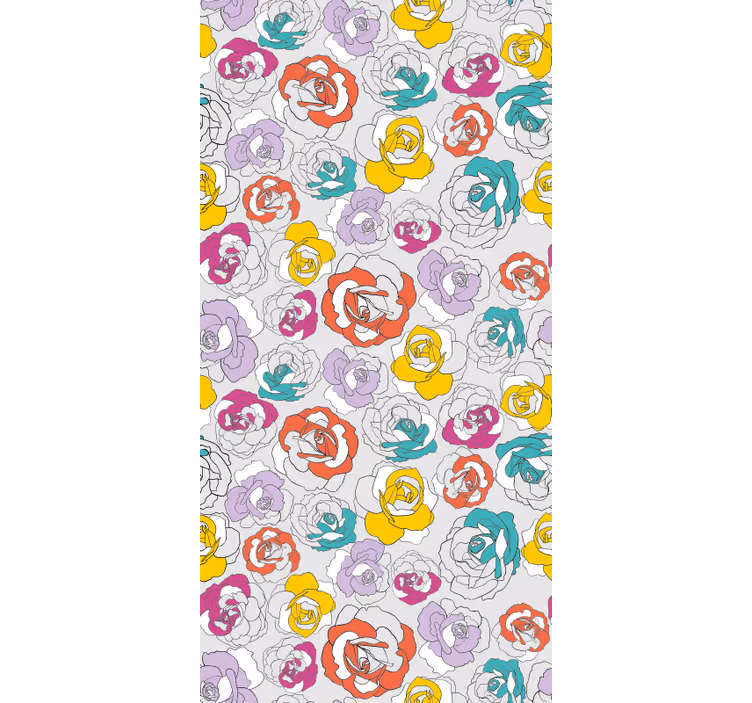 Tapeta pro chodby s barevným vzorem růží - TenStickers