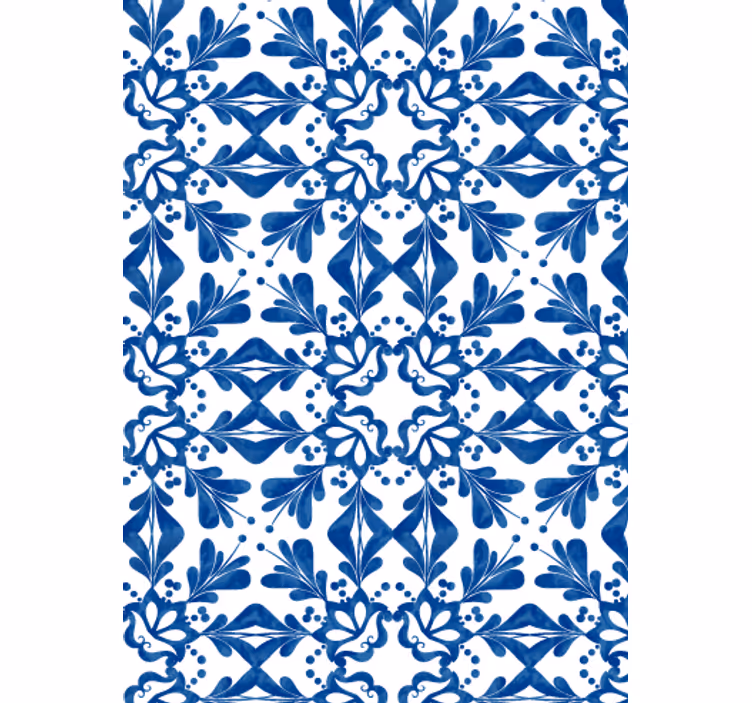 Tapeta do obývacího pokoje modré vintage vzory - TenStickers