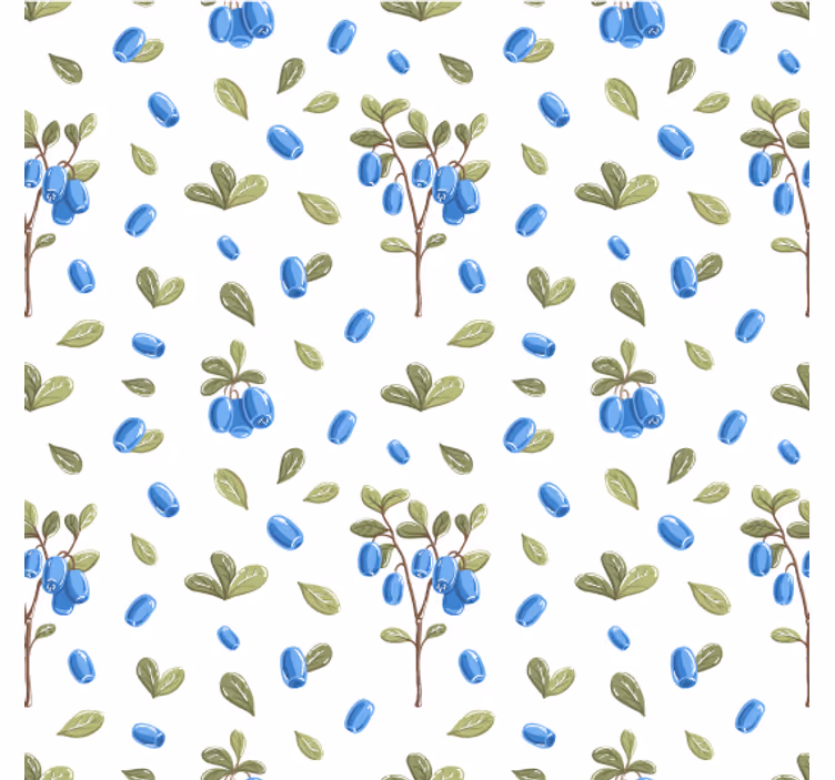 Tapeta do obývacího pokoje botanický modrý vzor - TenStickers