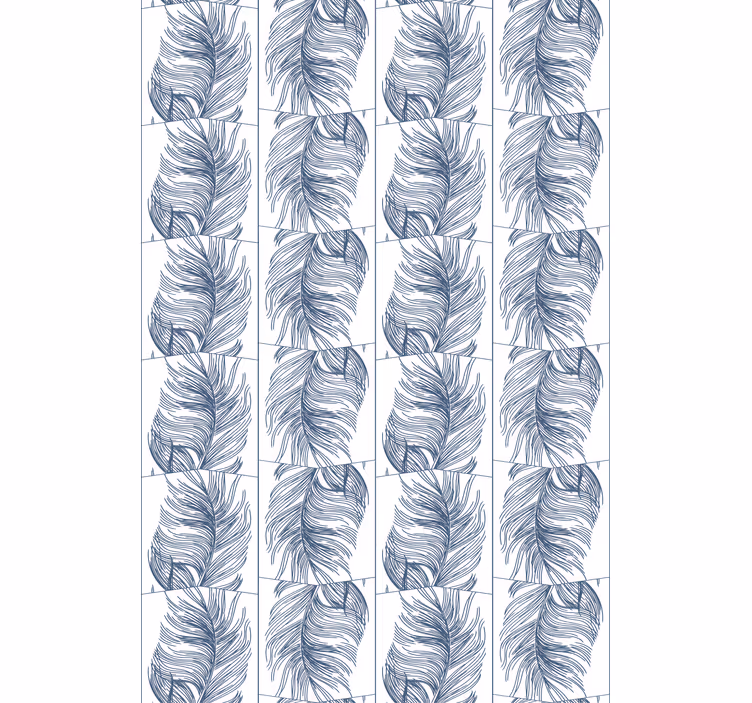 Moderní tapeta styl hampton modré peří - TenStickers