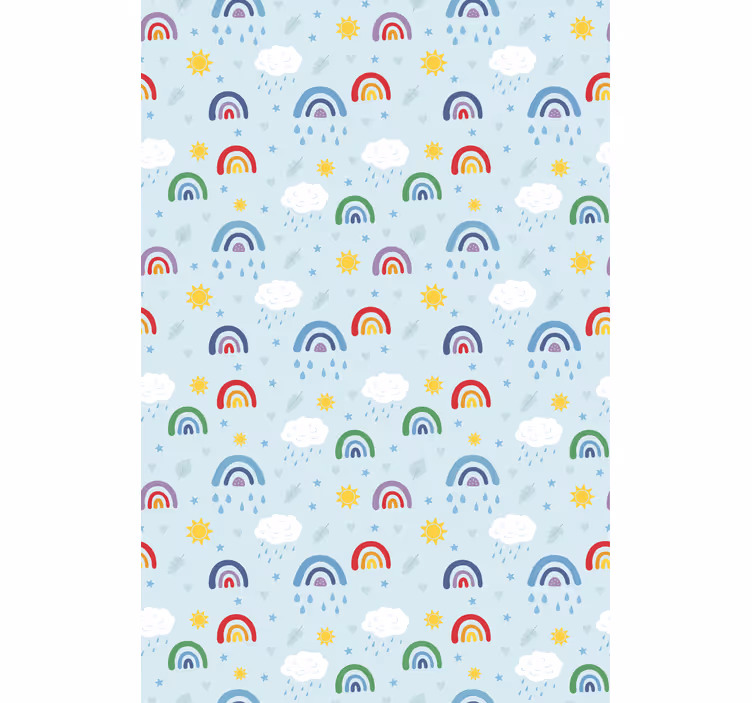 Tapeta do dětského pokoje modré duhy a mraky - TenStickers