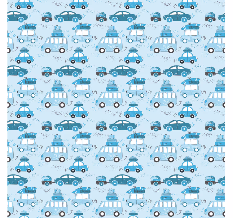 Tapeta do dětského pokoje s modrými autíčky - TenStickers