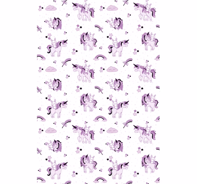 Tapeta do dětského pokoje s fialovými jednorožci - TenStickers