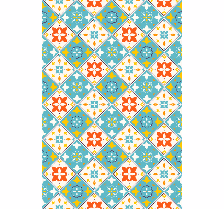 Tapeta do koupelny modro-bežové dlaždice - TenStickers