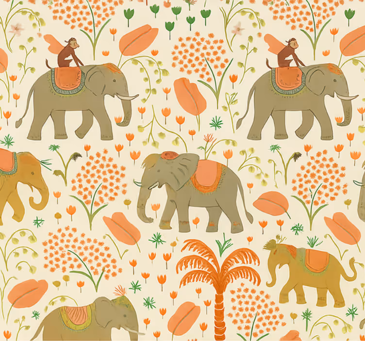 Tapeta do ložnice indický slon na safari - TenStickers