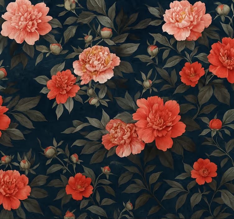 Tapeta do obývacího pokoje v vintage tmavé botanice - TenStickers