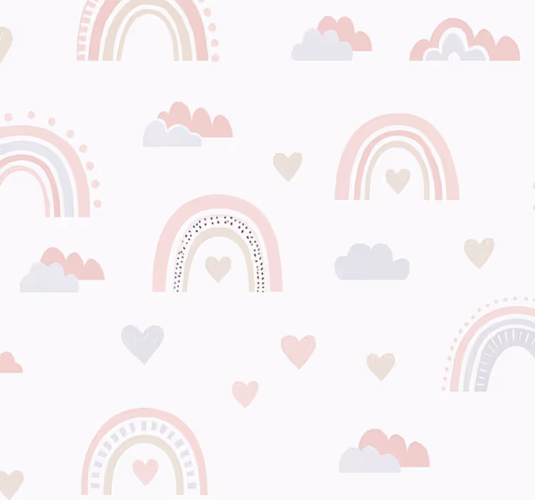 Tapeta do dětského pokoje růžová duhová design - TenStickers