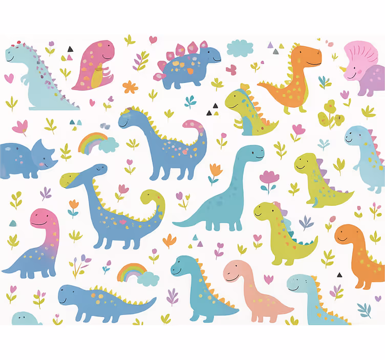 Tapeta do dětského pokoje barevní dinosauři - TenStickers
