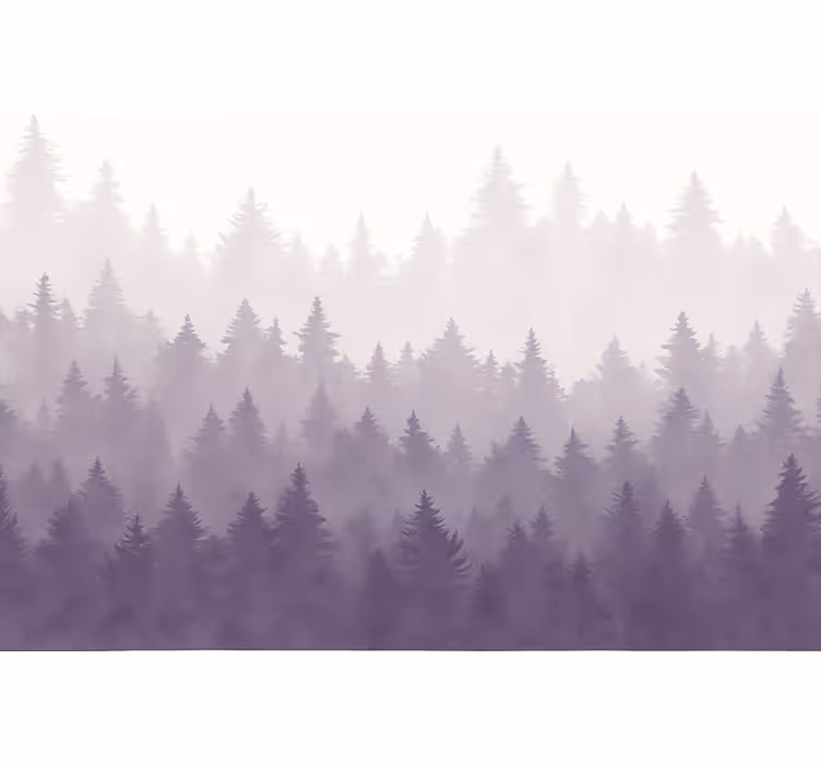 Krajina tapeta fialový mlžný les - TenStickers