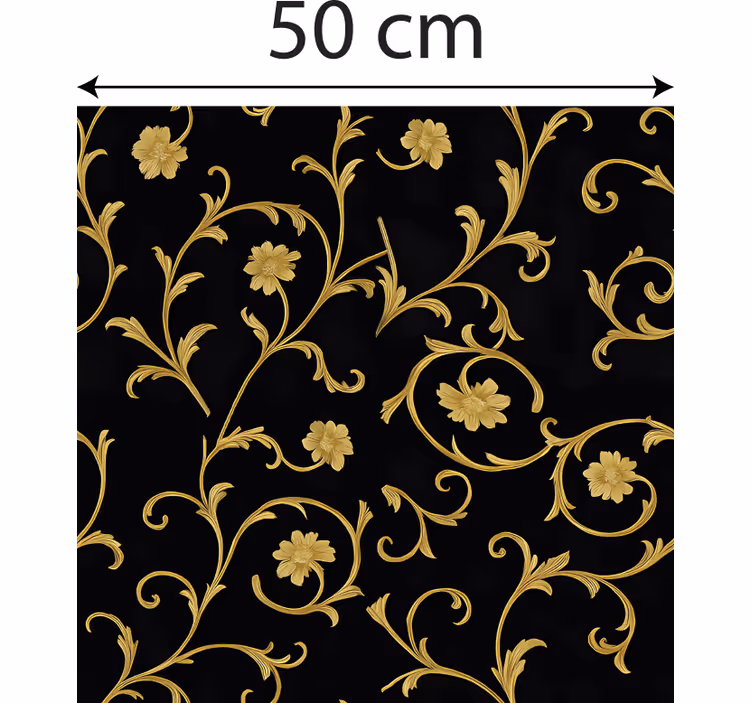 Barokní tapeta zlatý scroll půlnoční noir - TenStickers