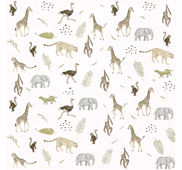 Tapeta do dětského pokoje savannní zvířata - TenStickers