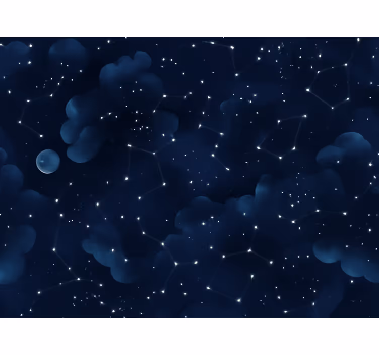 Tapeta do ložnice námořnická modrá obloha se hvězdami - TenStickers