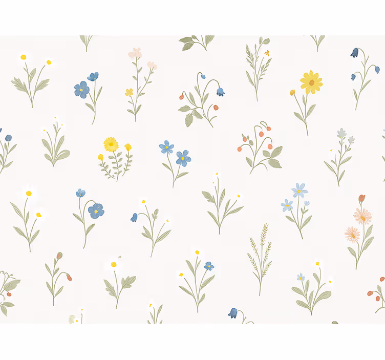 Tapeta do dětského pokoje s jednoduchým botanickým vzorem - TenStickers