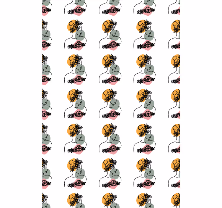 Květinová tapeta úžasné ženy s květinovým obličejem - TenStickers