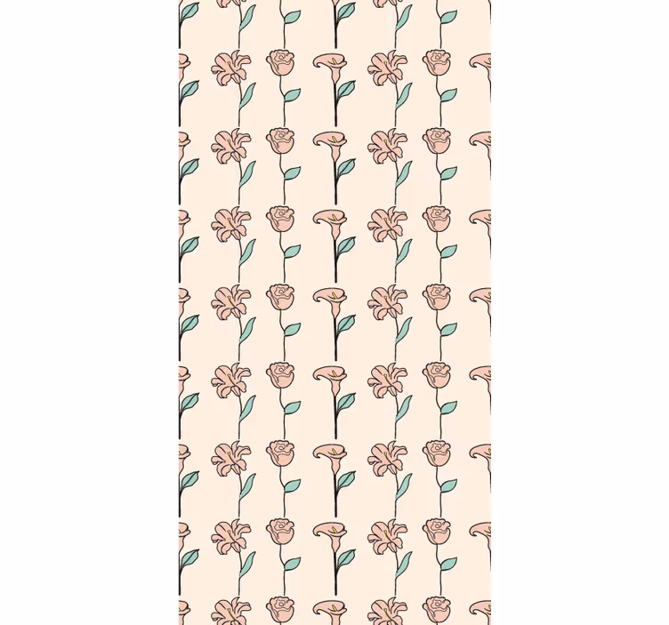 Květinový ornament tapeta originální minimalistické květiny - TenStickers