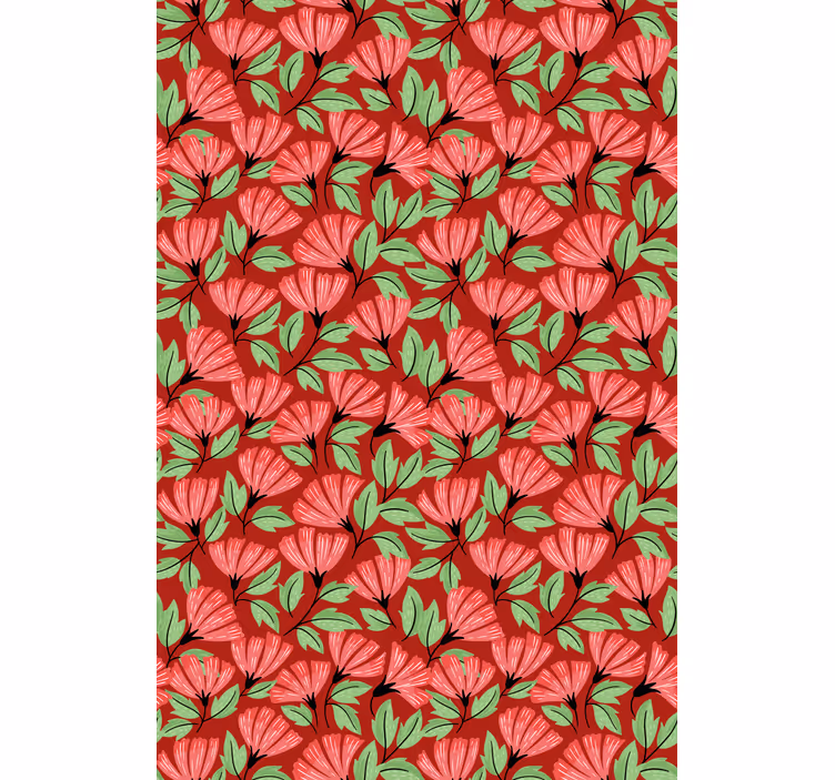Květinový ornament tapeta vintage červený vzor - TenStickers