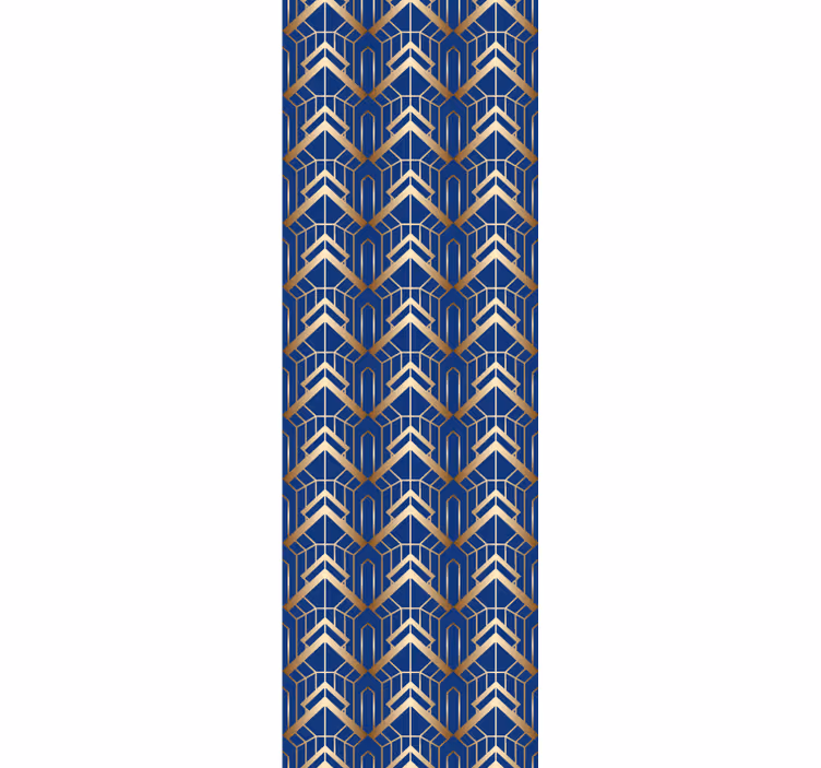 Tapeta do ložnice moderní modro-zlatý dekorativní vzor - TenStickers