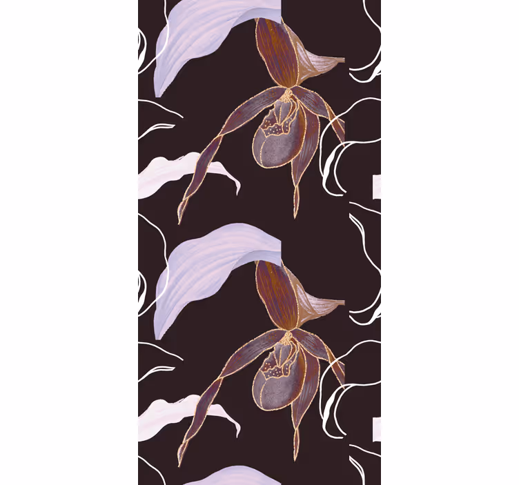 Tapeta do ložnice fialová orchidej v africkém stylu - TenStickers