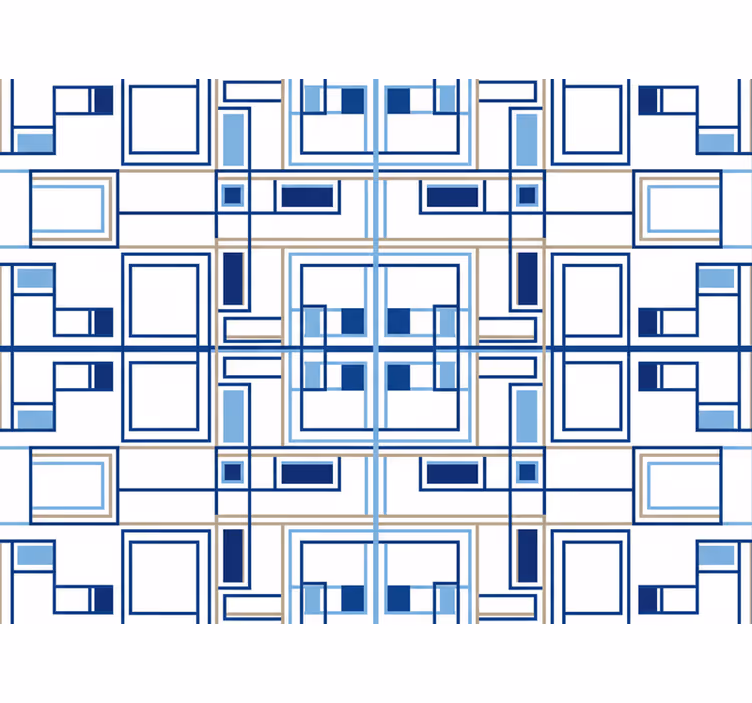 Čtvercová tapeta geometrické tvary modrá - TenStickers