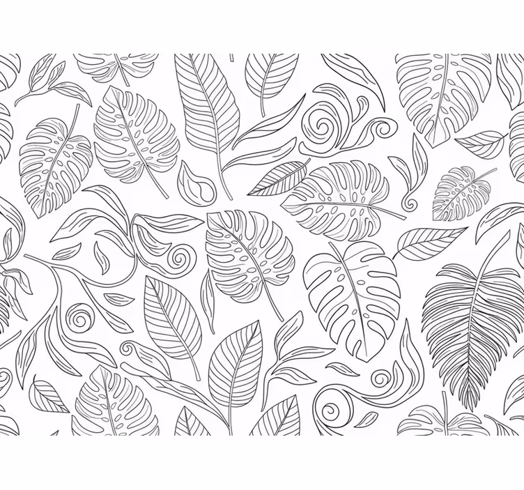 Moderní tapeta botanická černobílá - TenStickers
