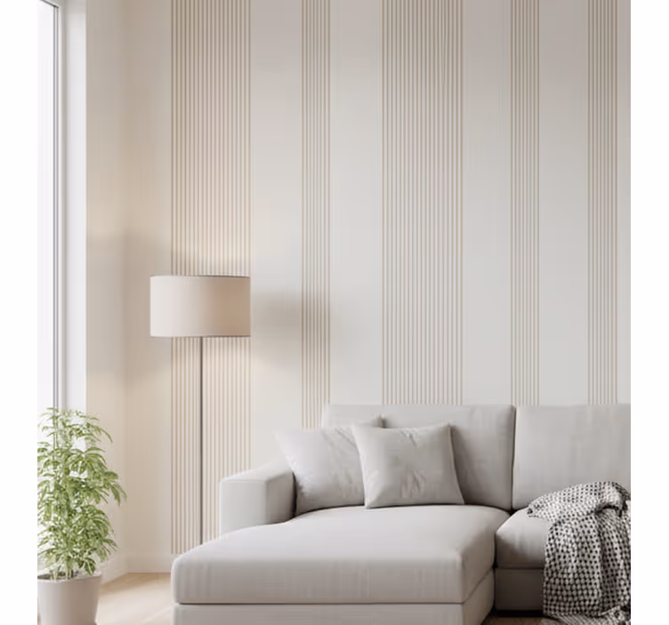 Tapeta se svislými pruhy v minimalistickém krémovém designu - TenStickers