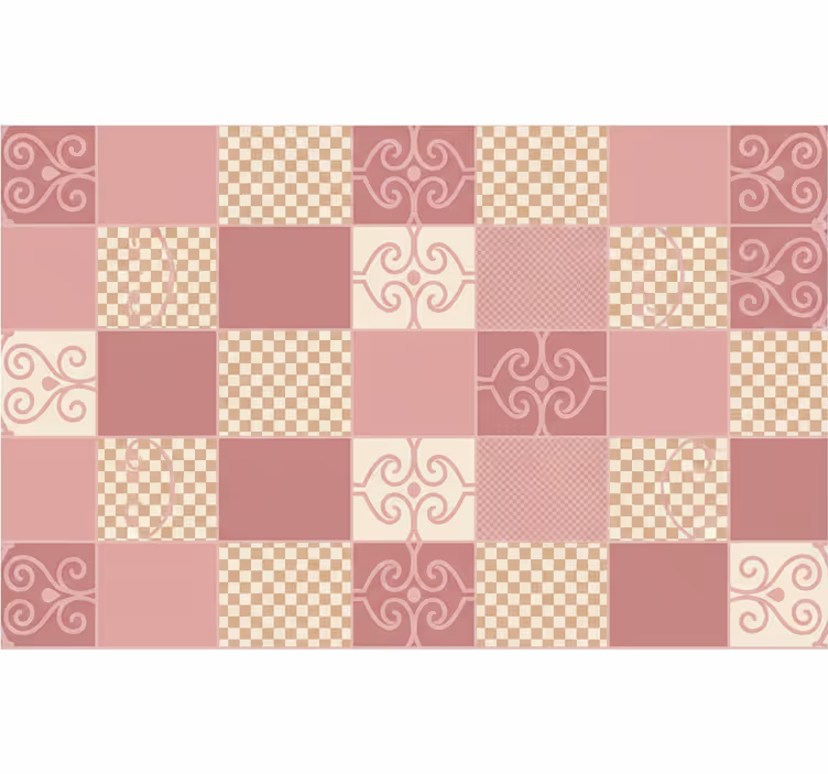 Geometrické tapety v vintage růžovém kostkovaném designu - TenStickers