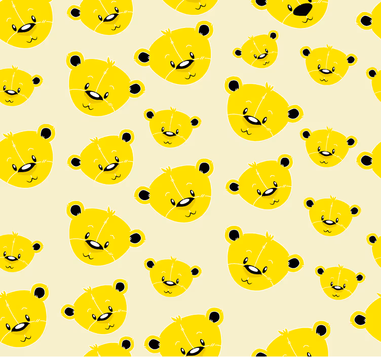 Žlutá tapeta s motivem medvědů - TenStickers
