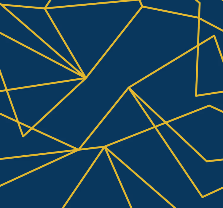 Modrá tapeta s geometrickými zlatými liniemi - TenStickers