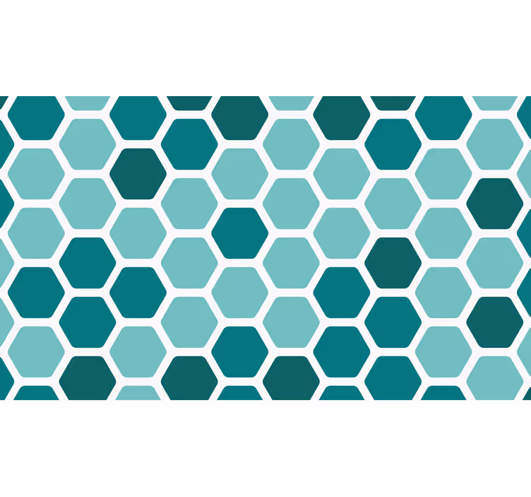 Modrá tapeta s vzorem tyrkysových hexagonů - TenStickers