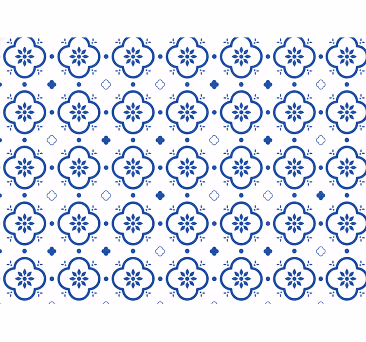 Bílá tapeta modré dlaždice - TenStickers