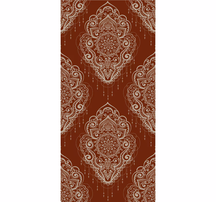 Červená tapeta s elegantním mehndi ornamentem - TenStickers