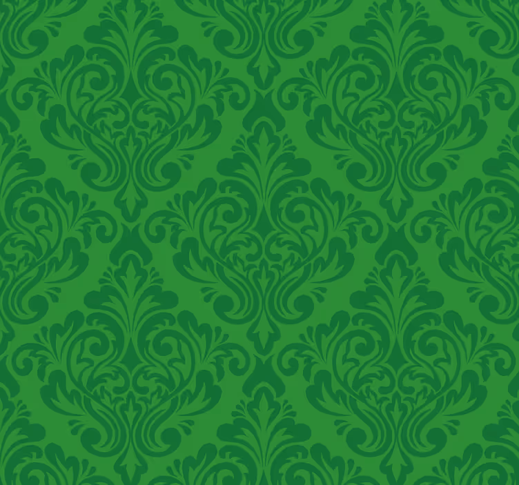 Zelená tapeta květinový damask - TenStickers