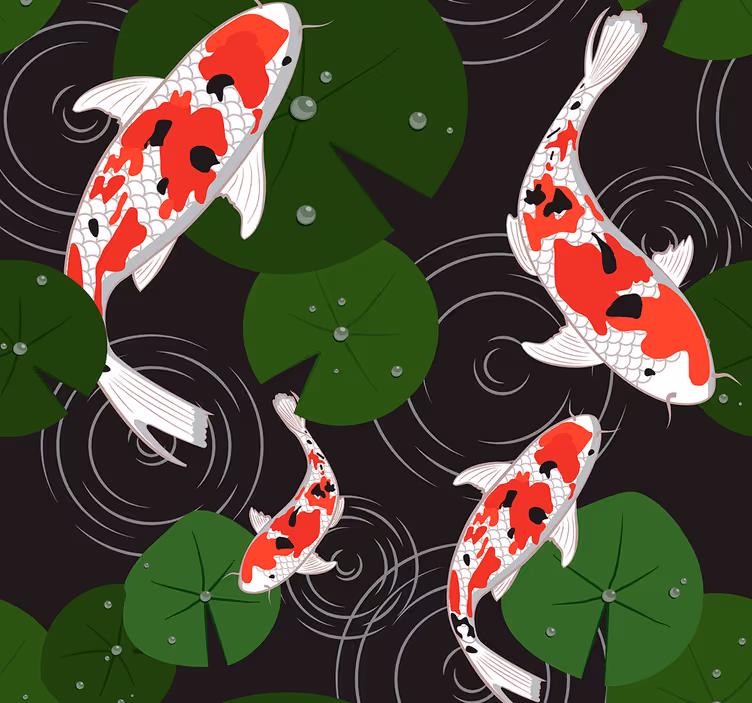 Scenérie jezírka koi Ryba tapeta - TenStickers