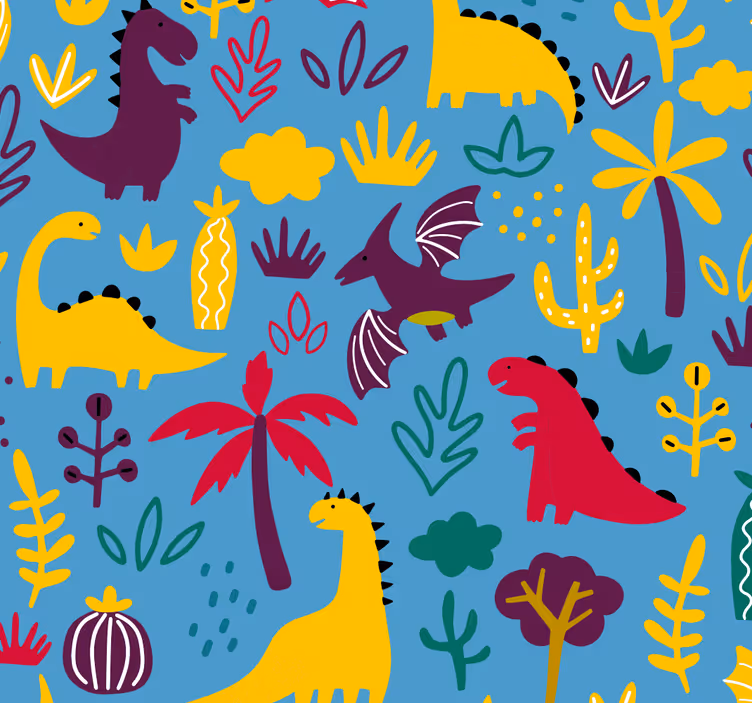 Ložnice tapeta šťastní dinossaurs - TenStickers