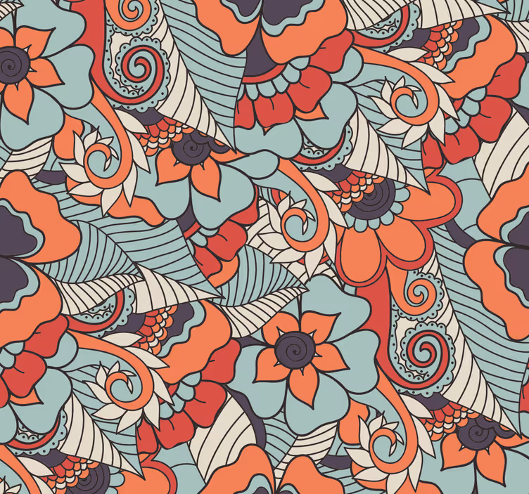 Zářivý vzor Květinový ornament tapeta - TenStickers