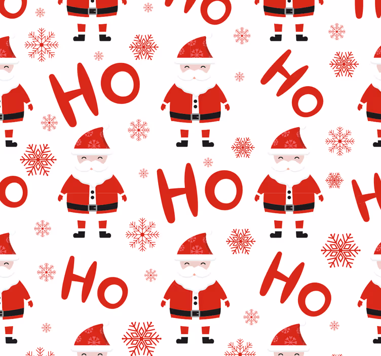 Veselý santa červený vzor Vánoční tapeta - TenStickers
