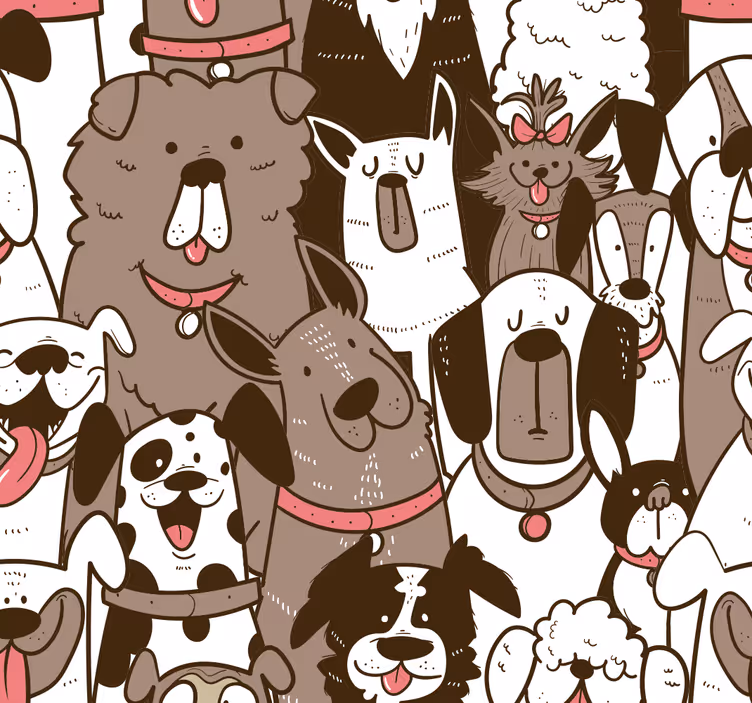 Psí tváře obývací pokoj tapeta - TenStickers